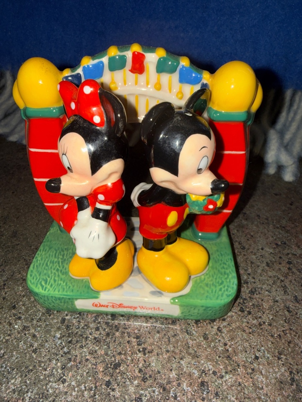 Vintage Disney Mickey & Minnie Salt & Pepper figurine red, black, white accents